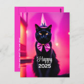 ジャジー子猫 – ハッピー2025 ポストカード (正面/裏面)