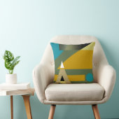 ジャジー幾何学パターン|金ゴールドオリーブ青ベージュ クッション (椅子)