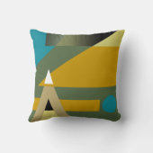 ジャジー幾何学パターン|金ゴールドオリーブ青ベージュ クッション (裏面)