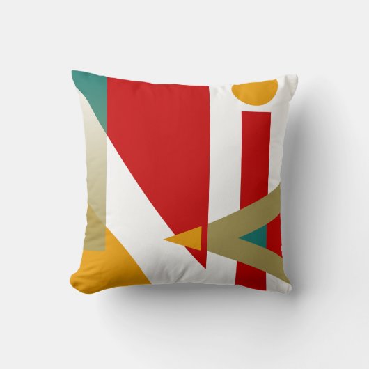 ジャジー幾何学的パターン |赤い金ゴールドティール(緑がかった色)白 クッション (正面)