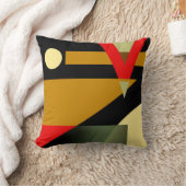 ジャジー幾何学的パターン |金ゴールド赤ベージュ黒 クッション (ブランケット)