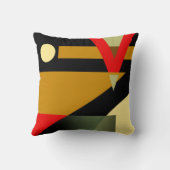 ジャジー幾何学的パターン |金ゴールド赤ベージュ黒 クッション (裏面)