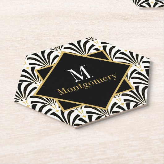 ジャジー1920年代アールデコパルメトスジオメトリック ペーパーコースター (アングル)