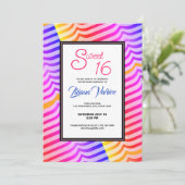 ジャジー トリッピー サイケデリック トロピカル ストライプ レインボー 招待状 (スタンド正面)