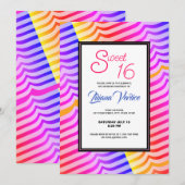 ジャジー トリッピー サイケデリック トロピカル ストライプ レインボー 招待状 (正面/裏面)