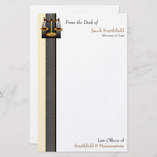 ジャスティスはかりで測ビジネスエレガンス弁護士 便箋 (正面/裏面)