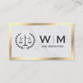 ジャスティスはかりで測モノグラムマーブル縁ど金ゴールド 名刺 (正面)