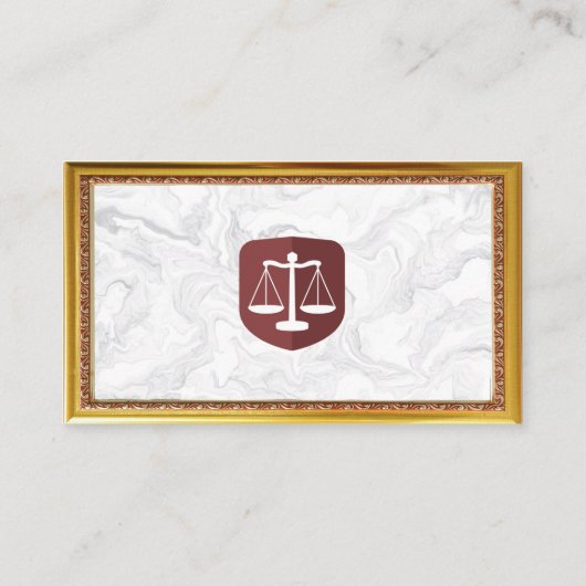 ジャスティスはかりで測ロゴ |大理石金ゴールドアンティークフレーム 名刺 (裏面)