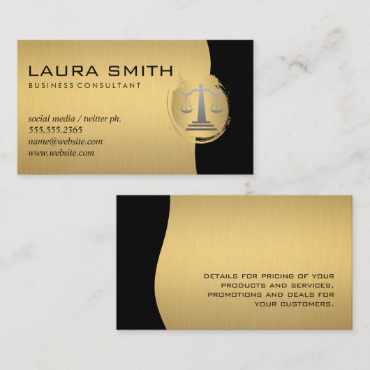 ジャスティスはかりで測金ゴールド 名刺 (正面/裏面)