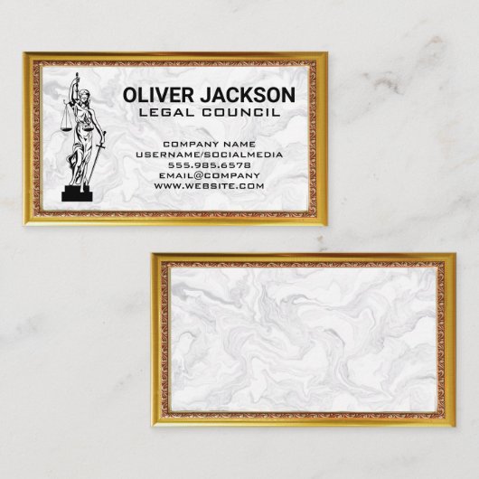 ジャスティスはかりで測 | マーブル金ゴールド大理石 名刺 (正面/裏面)