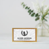 ジャスティスはかりで測 | 大理石金ゴールド縁どアンティーク枠 名刺 (スタンド正面)