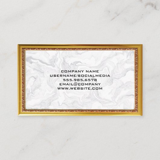 ジャスティスはかりで測 | 大理石金ゴールド縁どアンティーク枠 名刺 (裏面)