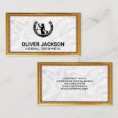 ジャスティスはかりで測 | 大理石金ゴールド縁どアンティーク枠 名刺 (正面/裏面)