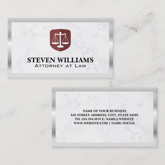 ジャスティスはかりで測 |大理石 |メタル縁ど 名刺 (正面/裏面)