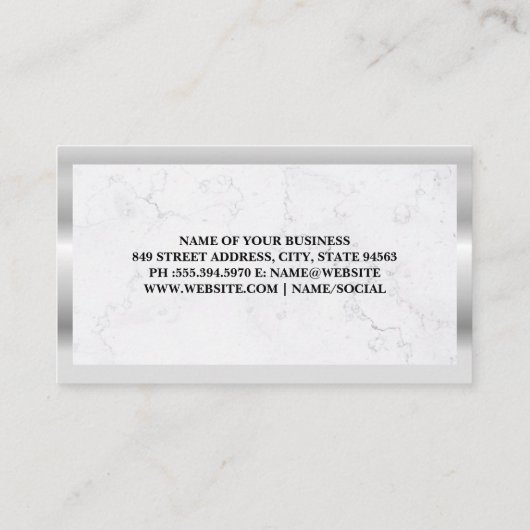 ジャスティスはかりで測 |大理石 |金ゴールドペンのロゴ 名刺 (裏面)