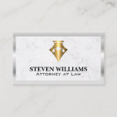 ジャスティスはかりで測 |大理石 |金ゴールドペンのロゴ 名刺 (正面)