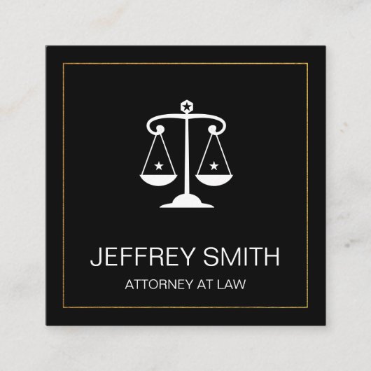ジャスティスはかりで測 |弁護士 |法律 スクエア名刺 (正面)