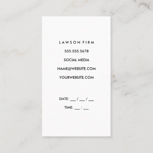 ジャスティスはかりで測 |弁護士 |白大理石 予約カード (裏面)