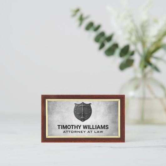 ジャスティスはかりで測 | 法律に刻印されたプラークのロゴ 名刺 (スタンド正面)