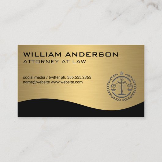 ジャスティスはかりで測 |金属金ゴールド 名刺 (正面)