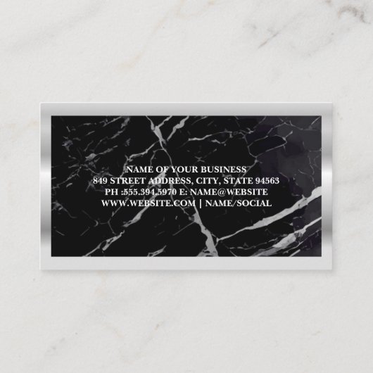 ジャスティスはかりで測 | 黒大理石 | 金属縁ど 名刺 (裏面)