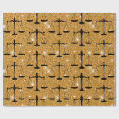 ジャスティスシンボルバランスはかりで測ゴールデングリッター ラッピングペーパー (フラット)