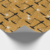 ジャスティスシンボルバランスはかりで測ゴールデングリッター ラッピングペーパー (角)