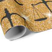 ジャスティスシンボルバランスはかりで測ゴールデングリッター ラッピングペーパー (ロールコーナー)
