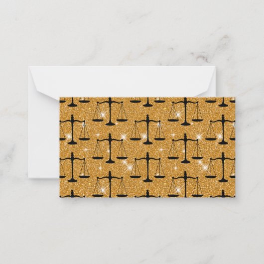 ジャスティスシンボルバランスゴールデンはかりで測グリッター ノートカード