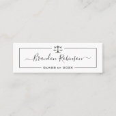 ジャスティススケールロゴ法科卒業式 スキニー名刺 (正面)