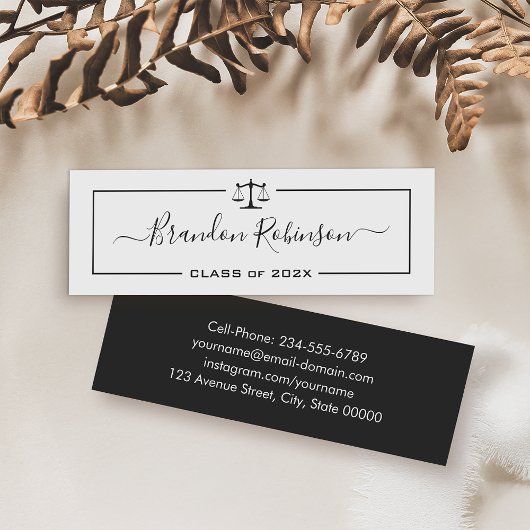 ジャスティススケールロゴ法科卒業式 スキニー名刺