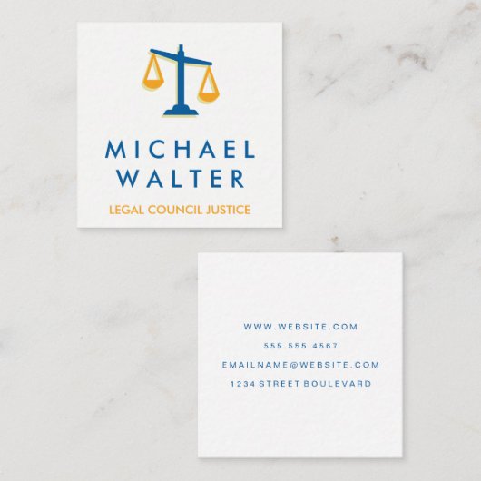 ジャスティススケール |弁護士 スクエア名刺 (正面/裏面)