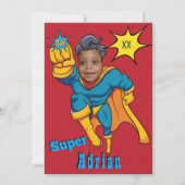 ジャスティススーパーヒーロー写真テンプレート🦸誕生日招待状 招待状 (正面)