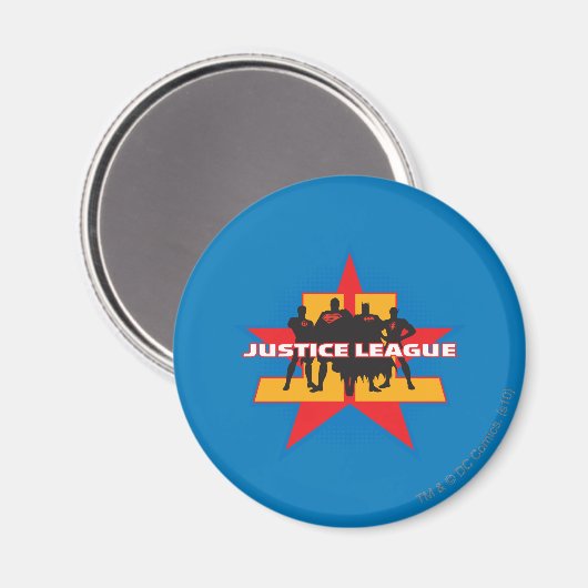 ジャスティスリーグのシルエットとスターの背景 マグネット (正面/裏面)