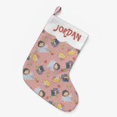 ジャスティスリーグチビ(小さくかわいく書いた感じ)ホリデープレゼントパターン スモールクリスマスストッキング (正面 (吊り時))