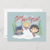 ジャスティスリーグチビ(小さくかわいく書いた感じ)雪合戦 シーズンポストカード (正面/裏面)