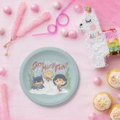 ジャスティスリーグチビ（小さくかわいく書いた感じ）雪合戦 ペーパープレート (パーティー)