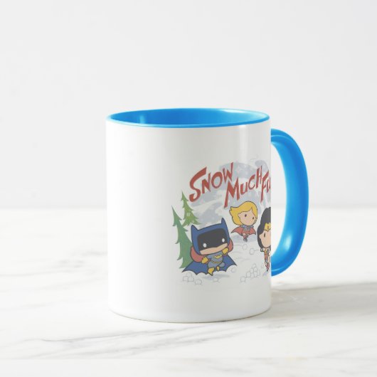 ジャスティスリーグチビ（小さくかわいく書いた感じ）雪合戦 マグカップ (正面右)