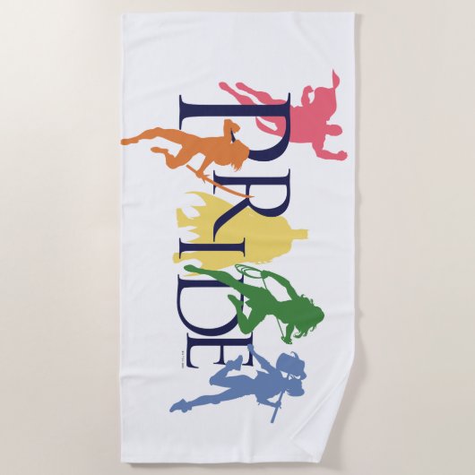 ジャスティスリーグプライドキャラクターシルエット ビーチタオル (正面)