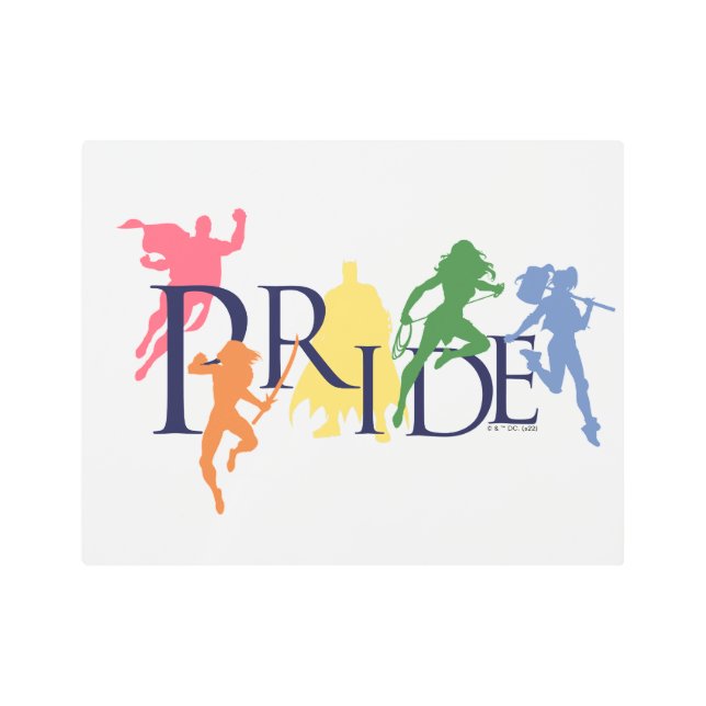 ジャスティスリーグプライドキャラクターシルエット メタルプリント (正面)