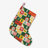 ジャスティスリーグホリデーグリッドパターン スモールクリスマスストッキング (正面 (吊り時))