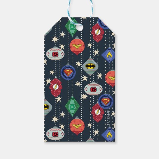 ジャスティスリーグホリデーボーブルパターン ギフトタグ (正面)