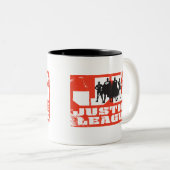 ジャスティスリーグロゴとキャラクターシルエット ツートーンマグカップ (正面右)