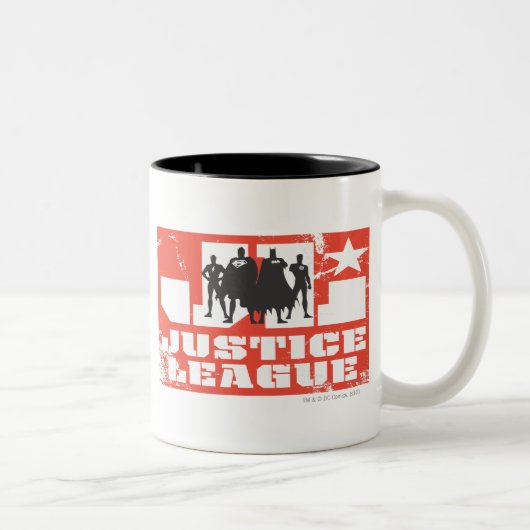 ジャスティスリーグロゴとキャラクターシルエット ツートーンマグカップ (右)