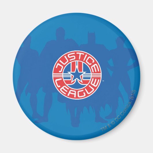 ジャスティスリーグロゴと無地のキャラクター背景 マグネット (正面)