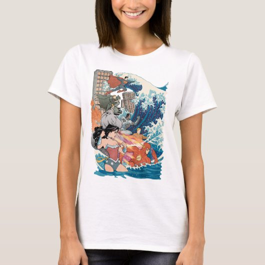 ジャスティスリーグ漫画カバー#15バリアント Tシャツ (正面)