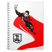 ジャスティスリーグ すごい|男飛んでいるノアポップ・アートのート ノートブック (正面)