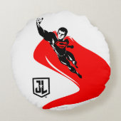 ジャスティスリーグ すごい|男飛んでいるノアポップ・アートのート ラウンドクッション (裏面)