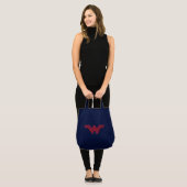 ジャスティスリーグ |つや消し疑問に思の女の記号 トートバッグ (正面(モデル))