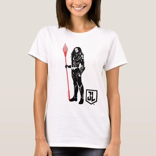 ジャスティスリーグ |アクアマンポーズノワールポップ・アートのアート Tシャツ (正面)